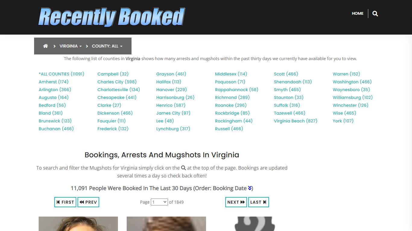 Recent bookings, Arrests, Mugshots in Virginia - Recently Booked
